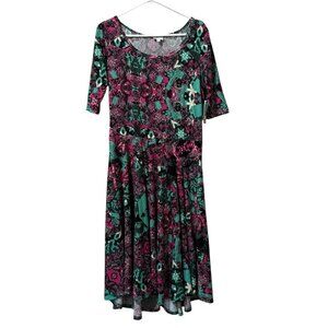Lularoe Nicole Retro 80's Colorful Stretch Dress Size 2XL  Artsy Skater City NWT